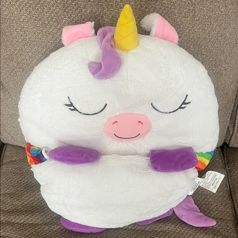 Cozy Unicorn Plush Throw Pillow - White and Purple
